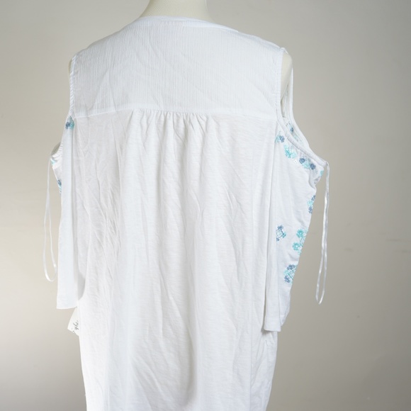 NEW Style & Co Cold Shoulder Floral Blouse 0X - Picture 4 of 7